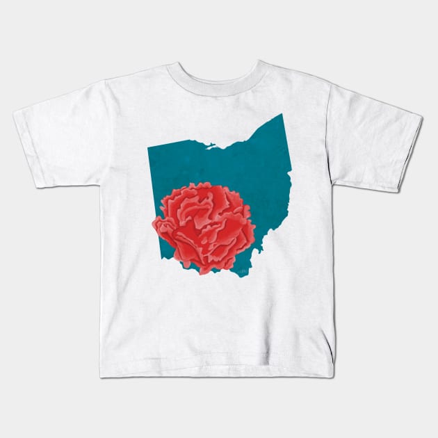 Ohio Carnation Kids T-Shirt by Lavenderbuttons